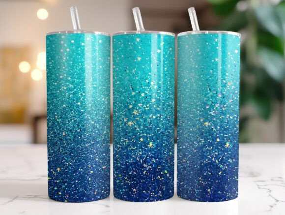 Blue Glitter Ombre Tumbler Wrap Design: Graphics for Branding