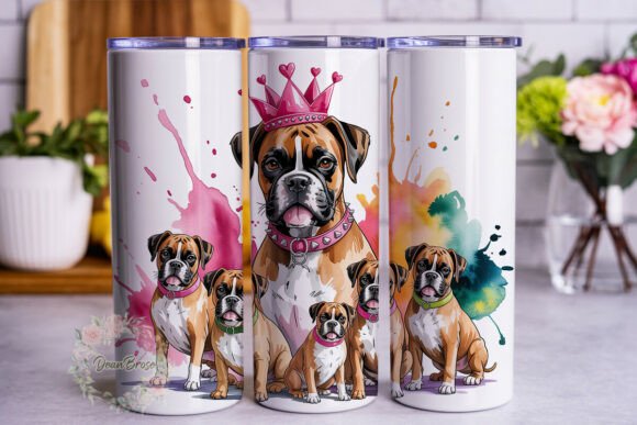 Boxer Dogs Princess Crown Tumbler Wraps Graphics Review