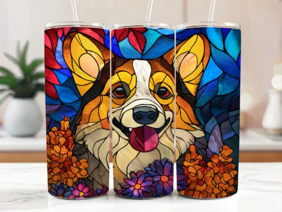 Corgi Tumbler Wrap Graphics for Sublimation Tumbler Wraps