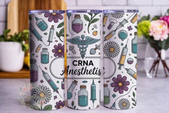CRNA Anesthetist Floral Tumbler Wraps Graphics