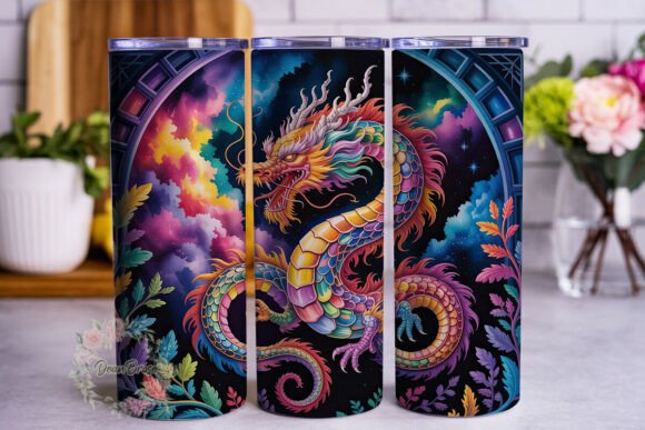 Dragon Stained Glass Tumbler Wrap Graphics