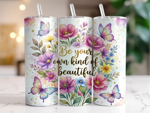 Floral Inspirational Quote Tumbler Wrap Graphics