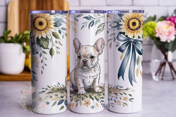French Bulldog Sunflower Tumbler Wrap Graphics