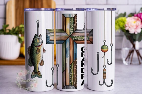 Grandpa Fishing Cross Tumbler Graphics & Wraps