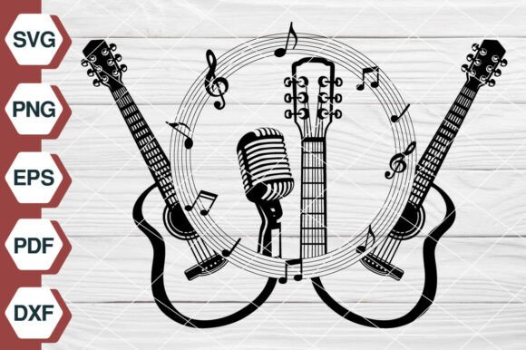 Guitar Music Note SVG EP520 Graphics for Crafters