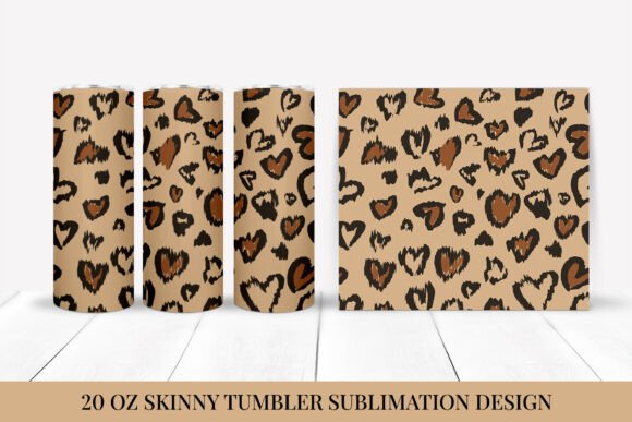 Heart Leopard Tumbler Wrap Sublimation Graphics & Illustrations