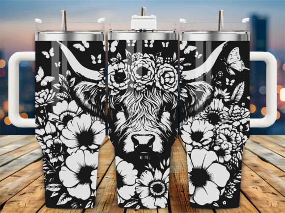Highland Cow Floral 40oz Tumbler Design Review