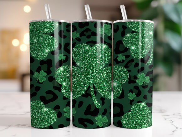 Leopard Four Leaf Clover Tumbler Wrap