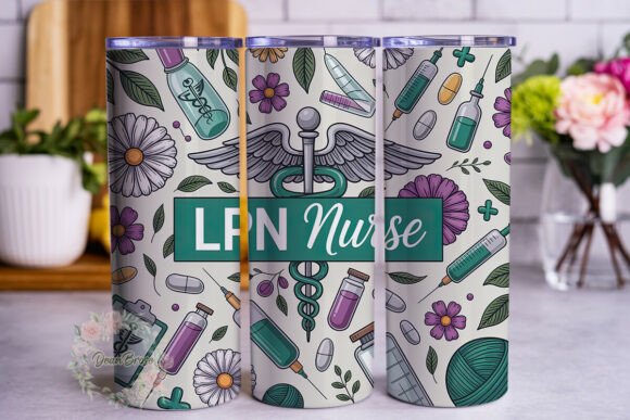 LPN Nurse Life Floral Tumbler Wrap PNG: Graphics for Tumbler Wraps