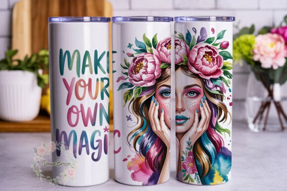 Magic Woman Floral 20oz Tumbler Wrap Graphics