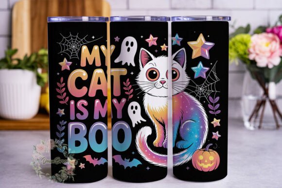My Cat is My Boo Ghost Cat Tumbler Wrap Graphics
