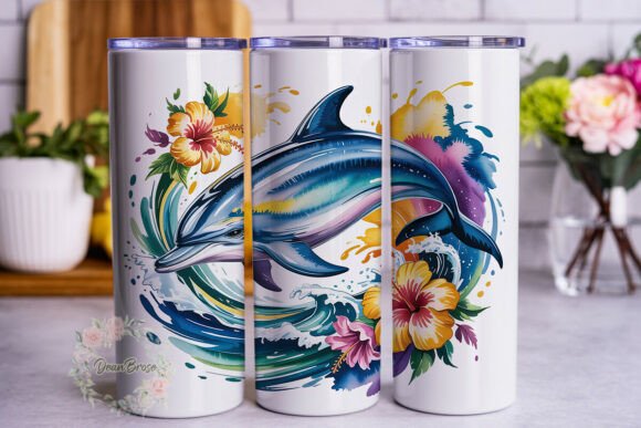 Ocean Dolphin Hibiscus Tumbler Wrap Graphics Review