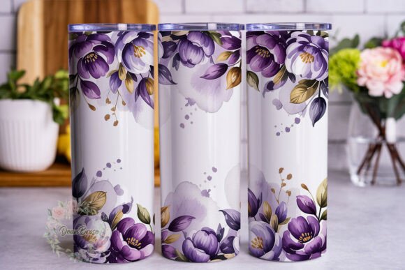 Purple Bloom Watercolor Tumbler Graphics