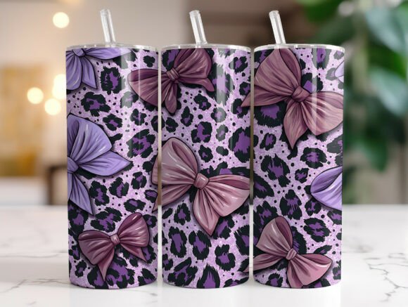 Purple Leopard Bow 20oz Tumbler Wrap Graphics Review