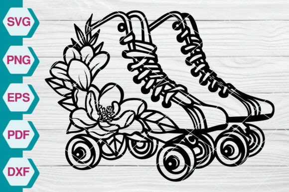 Roller Skate with Flower SVG EP431