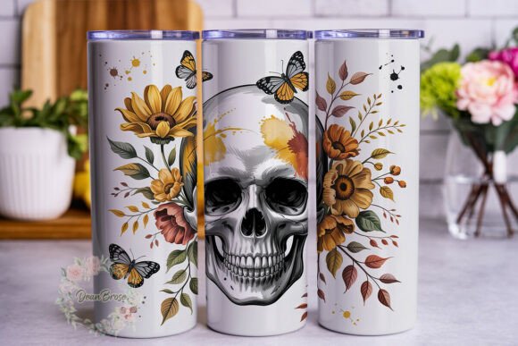 Skull Sunflower Butterfly 20oz Tumbler W