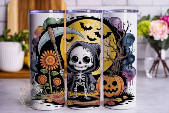 Spooky Harvest Skeleton 20oz Tumbler Graphics