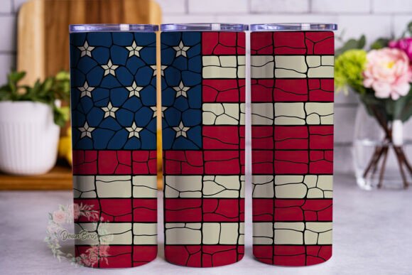 Stained Glass Patriotic Flag Tumbler Graphics