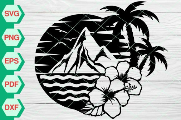 Sunset Beach SVG: Graphics for Branding and Illustrations