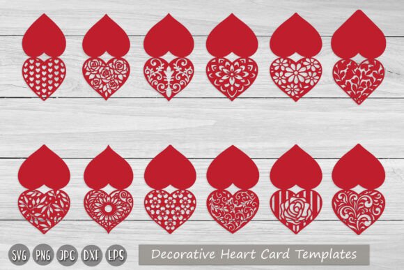 Valentine's Day Card Love Hearts Cut Graphics for Crafts