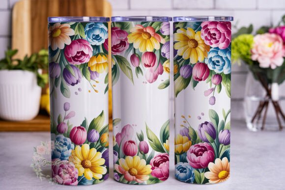 Vibrant Floral Bloom 20oz Tumbler Graphics