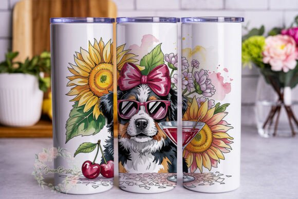 Watercolor Bernese Dog Tumbler Wrap PNG Review