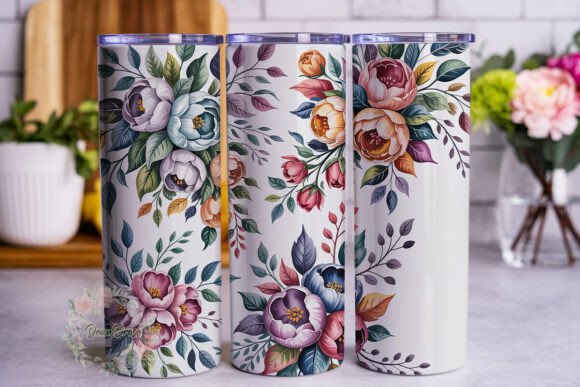 Watercolor Floral Gamma 20oz Tumbler Graphics and Tumbler Wraps